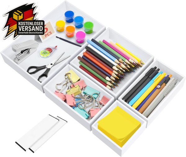 Schubladen Organizer Set 5-Tlg Bambus Vielseitig FüR KüChe Bad BüRo-image