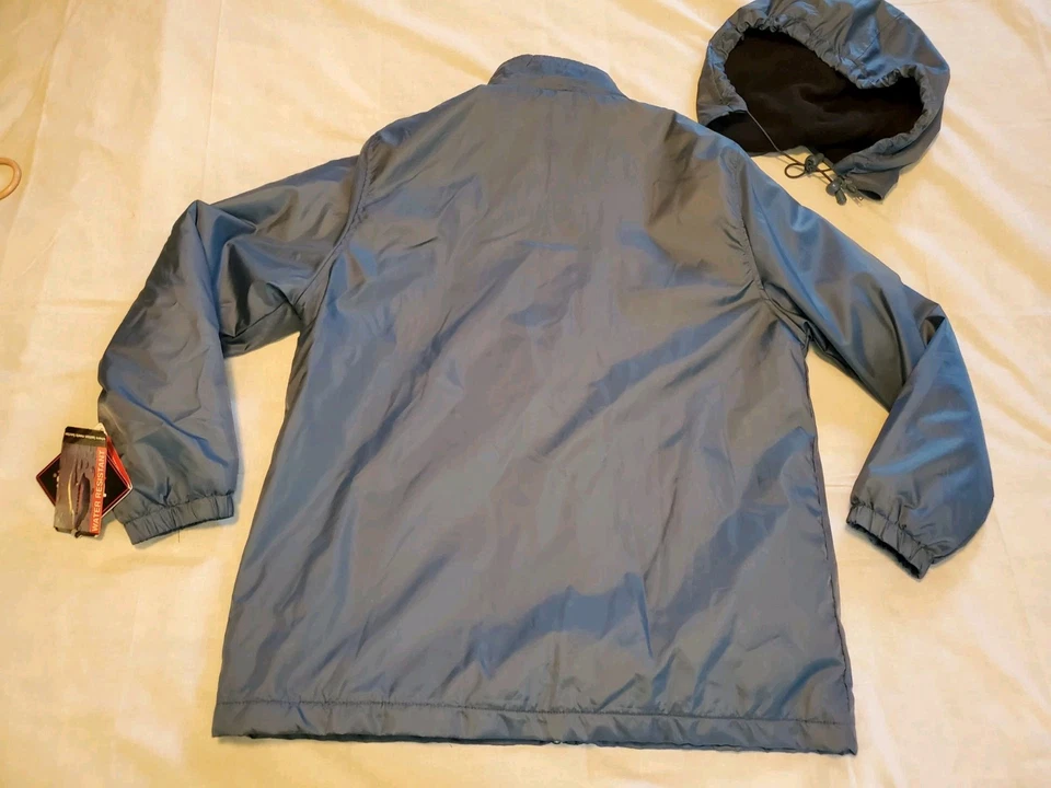 TOTES Rain Water Resistant Jacket Fleece Lined Zip-Off Hood Blue Coat Womens MED - Image 4 of 4