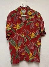 Vintage Paradise Found Hawaiian Aloha Shirt Birds Of Paradise USA Sz L