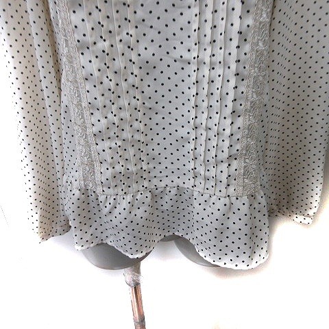 Grove Polka Dot Chiffon Bluse Langarm Spitze Off-White M - Bild 3 von 6