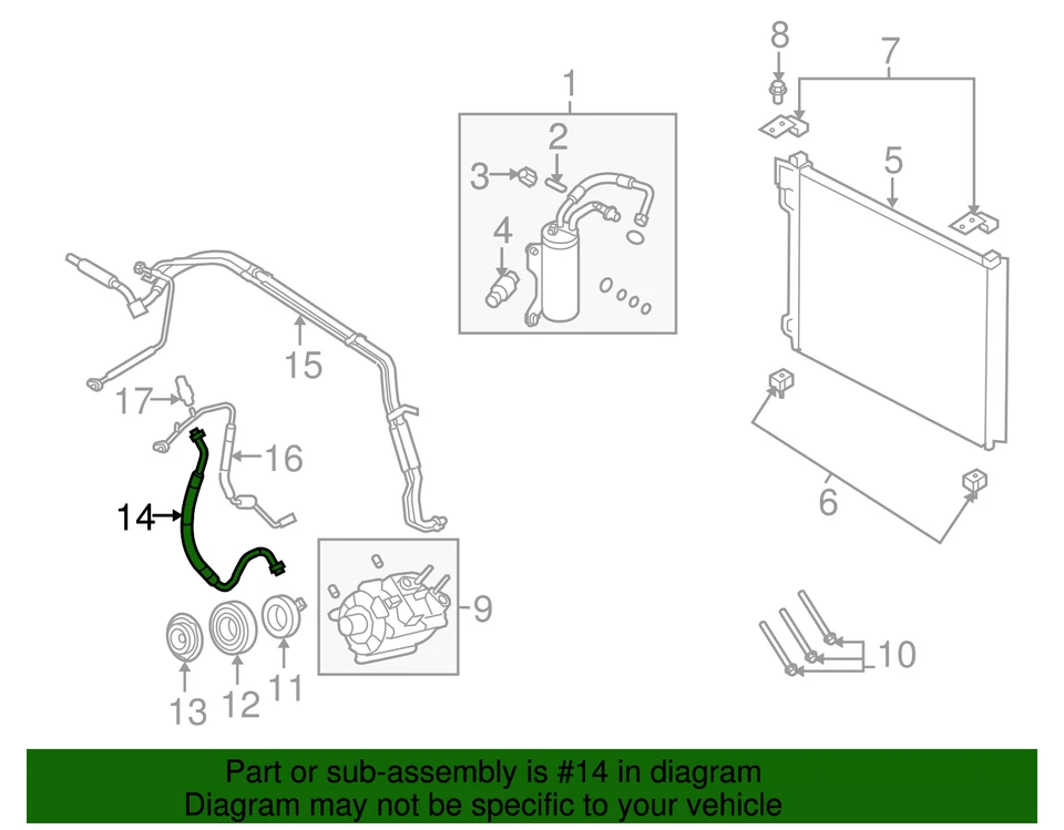 Manguera de succión de refrigerante de aire acondicionado original Ford CC2Z-19835-A Foto 4 de 4