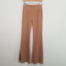 PINK Victoria's Secret Ribbed High Rise Pull-On Yoga Pants Slit Legs Stretch L