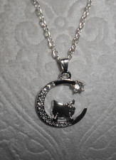 HELLO KITTY HEAD WITH CRYSTAL MOON NECKLACE