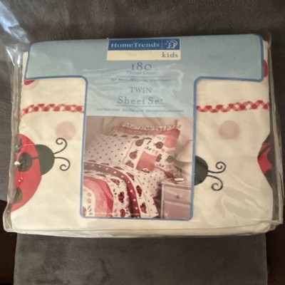 HomeTrends Kids Twin Sheet Set Ladybug Pattern 180 TC Cotton Polyester