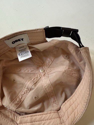 Sombrero OBEY 6 paneles con tirantes de nailon/algodón bordado - rosa - Imagen 3 de 4