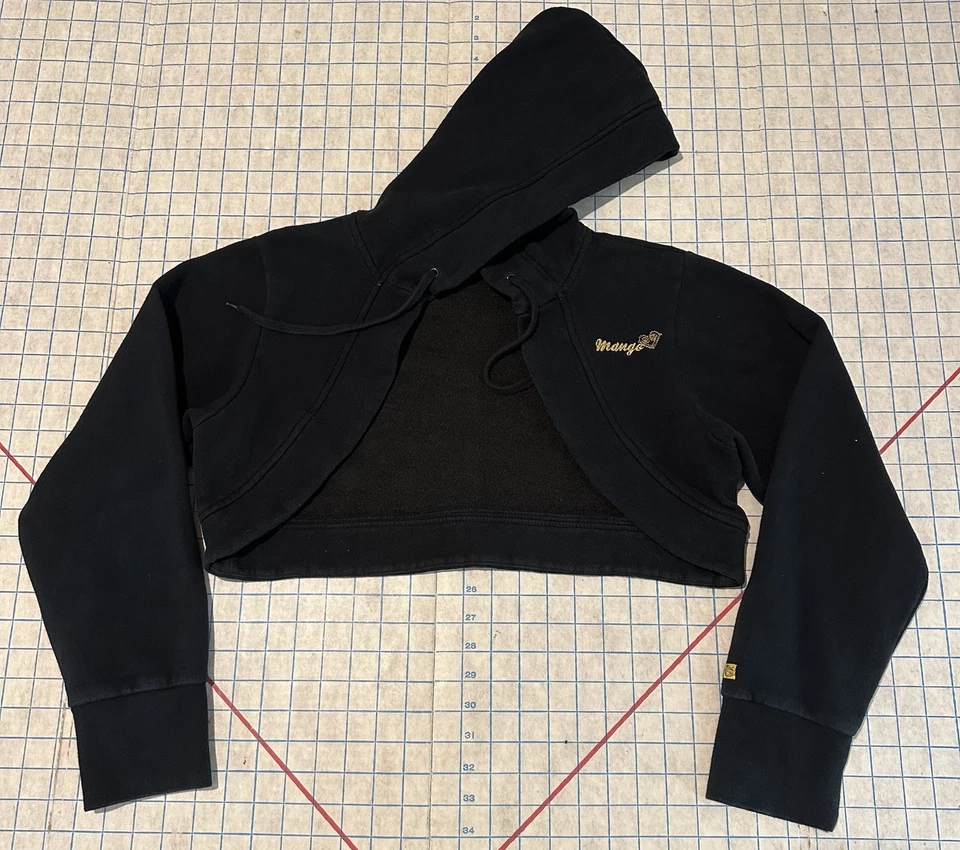 Sudadera corta metálica Y2K para mujer mango 21x13 cuadrada surf skate grunge talla 14 Foto 2 de 4