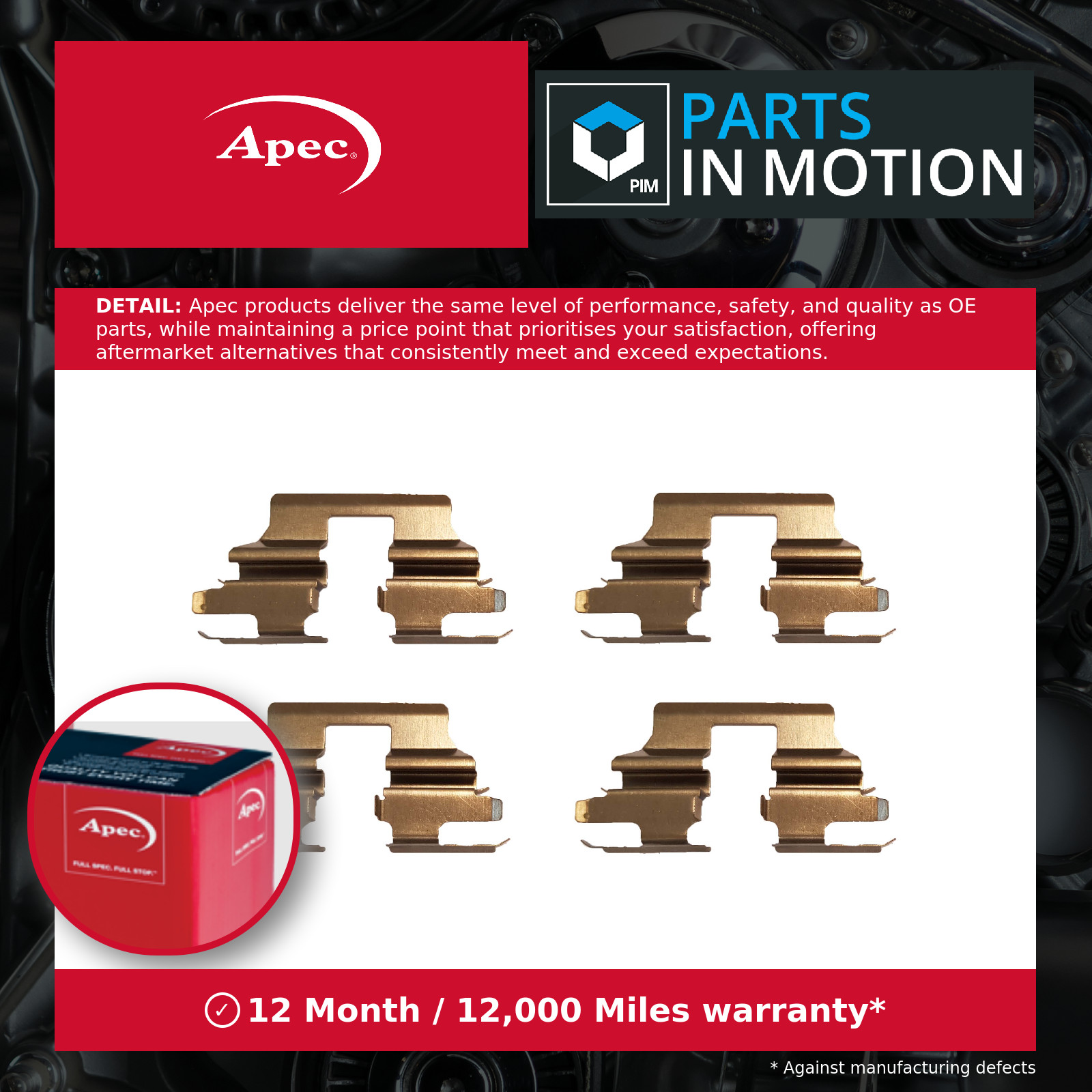 Apec Brake Pad Fitting Kit KIT1058 Premium OE Quality Part - Image 2