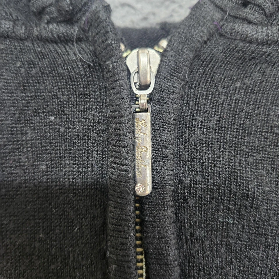 Suéter Harley Davidson Mujer 1X Negro Cremallera Sudadera con Capucha Púrpura Tribal Mariposa Foto 4 de 4