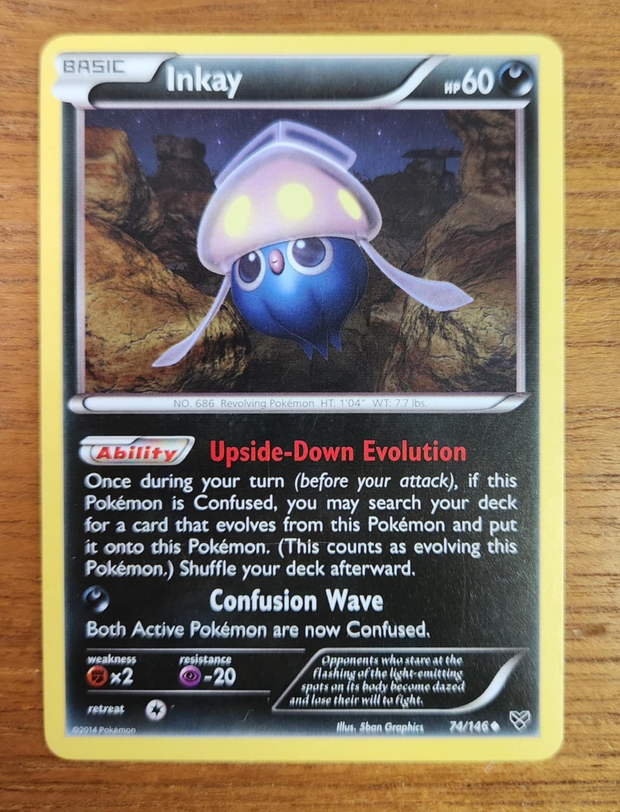 Uncommon Inkay Pokemon Card, XY Set 74/146
