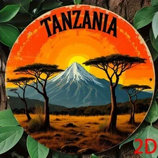 2D Flat, 1pc 7.87x7.87 Inch Aluminum Wall Art - Tanzania Mountain Sunset Landsca
