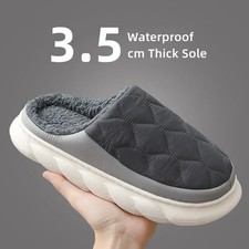 Big Size 36-49 Men Slippers Plush Concise Waterproof Home Non-Slip Warm Flats Wo