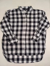 MAEVE Anthropologie Women's XL Buttondown Shirt Buffalo Check Black White Plaid