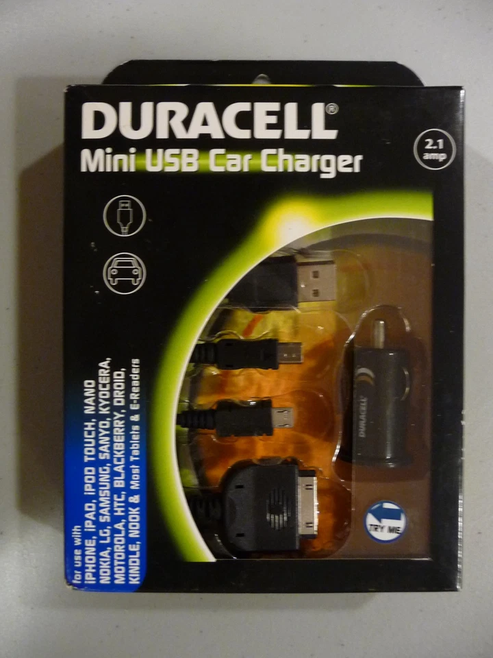 АВТОМОБИЛЬНОЕ ЗАРЯДНОЕ УСТРОЙСТВО USB Duracell 2,1 АМПЕР МОДЕЛЬ DUX8225 — USB MINI MICRO IPOD — СОВЕРШЕННО НОВОЕ - Изображение 3 из 4