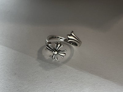 Chrome Hearts ❤️US Size 7,8 Gothic Silver Cross Flower Open Ring