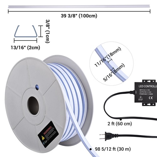 DELight 100FT RGB LED Strip Neon Rope Lights APP Control w/ 10Pcs PVC Channel - Bild 2 von 2