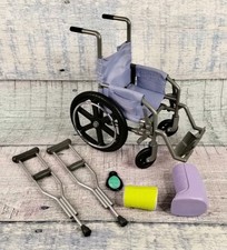 18" American Girl Doll Get Well/Better Set: Purple Wheelchair, Crutches, 2 Casts