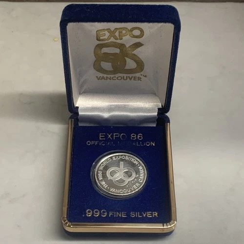 1986 World Expositions Vancouver, Canada .999 Fine Silver. BC Pavilion- With-Box