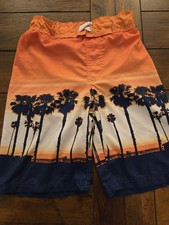 CAT JACK BOYS SWIM TRUNKS SUNSET PALM TREES SIZE L 12/14