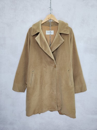 Max Mara Coat Womens Beige Wool Cashmere Oversized Collared Overcoat Italy 16