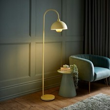 Tilly Pastel Metal Arch Stem Floor Lamp Dome Lampshade Yellow Blue Living Room