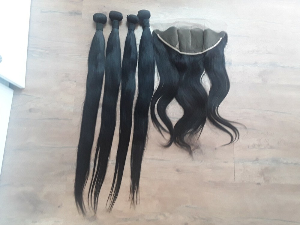  Wavy Lace Frontal Wig12A Brazilian Virgin Hair Straight 5 Bundles with 13x4 490g Wavy Lace Frontal Wig 28+28+28+28+22 Inch