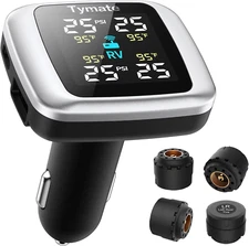 Wireless TPMS System - 4 Sensors, 6 Alarms, Color Display, 0-87PSI for RV/SUV