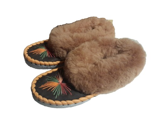 Giesswein Slippers Moccasins Suede Wool Tan Women display picture 3