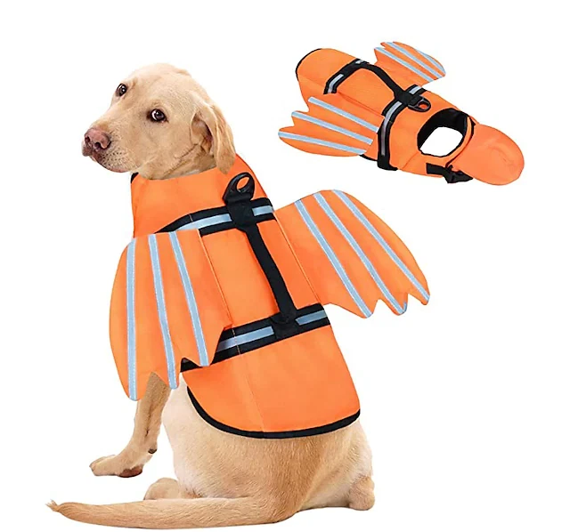 Dog Life Jacket - Size XS - Wings Design Pet Flotation Life Vest Orange |  eBay
