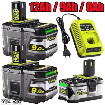 18V 12,0Ah Akku für RYOBI One Plus 9,0AH 8,0AH Lithium RB18L50 P108 / Ladegerät