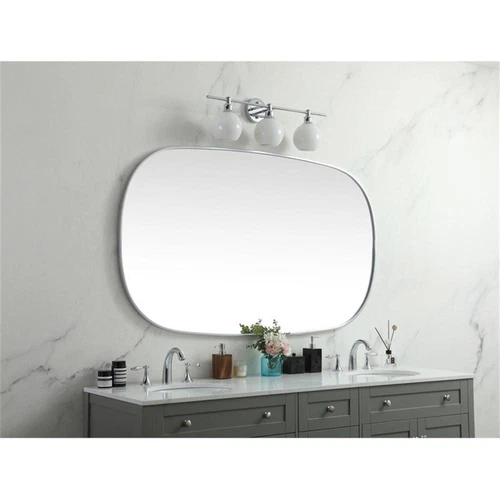Elegant Decor Brynn 36x60" Oval Modern Metal Wall-Mounted Mirror in Silver - Picture 10 of 10