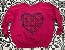 Vintage 80s Heart Valentine's Day 1980s Embroidered Crewneck Sweatshirt Size 2XL