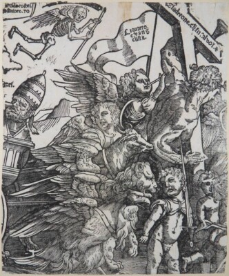 TIZIAN LUCANTONIO DEGLI UBERTI WOODCUT 1517 TRIUMPH CHRISTI DEATH SKELETON