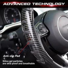2x Carbon Fiber Non-Slip Car Steering Wheel Booster Cover Trim Black Accessories