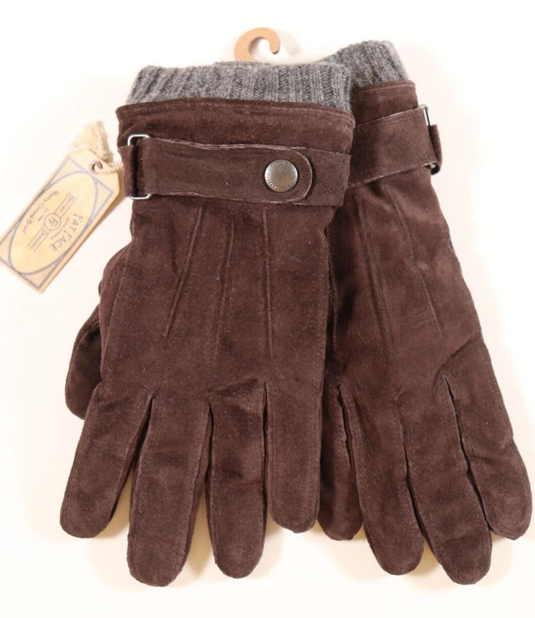 FAT FACE SOFT SUEDE LEATHER WOOL KNIT LINED GLOVES BROWN 971847 MEN ONE SIZE