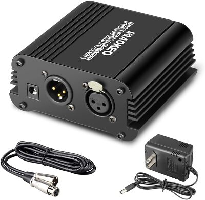  1-Channel 48V Phantom Power Supply With Adapter, Bonus+xlr 3 Pin Microphon