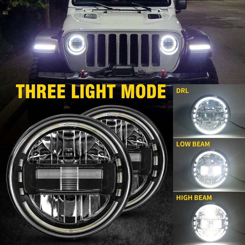 Halo LED Headlights Combo for Jeep Wrangler JL Gladiator 2018 19 2020 2021 2022 - Image 3 of 4