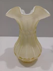 Fenton Yellow Overlay Flute & Dot Vase ~ PERFECT!