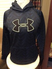 Youth Hoodie By Under Armour Black And Blue W/yellow Logo Size YXL