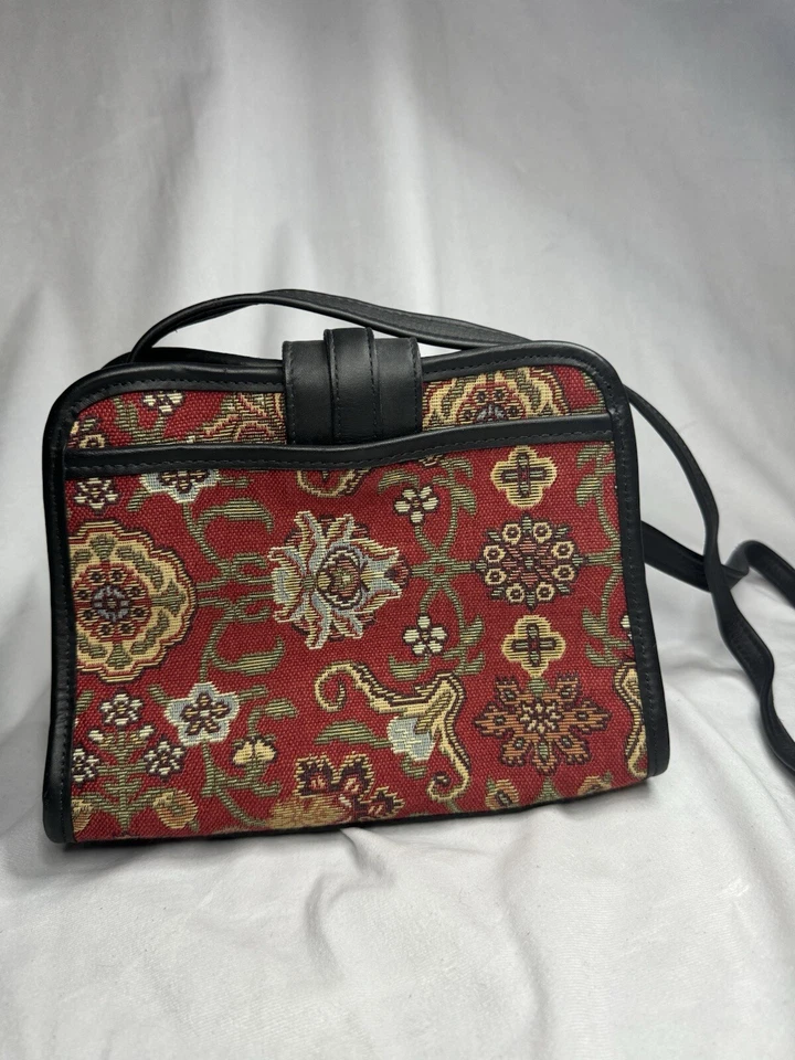 Bolso Bandolera Vintage Raviani Cartera Dallas, Texas Tapiz Floral Alfombra Foto 4 de 4