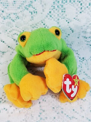 TY Beanie Baby ''Smoochy'' Frog Double Thread Mouth With Errors 