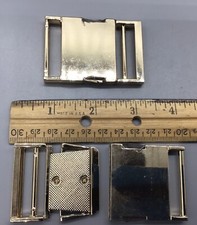 Gold Tone Polished Web Belt Buckles 2 For 1-3/8  Wide Belts NIP