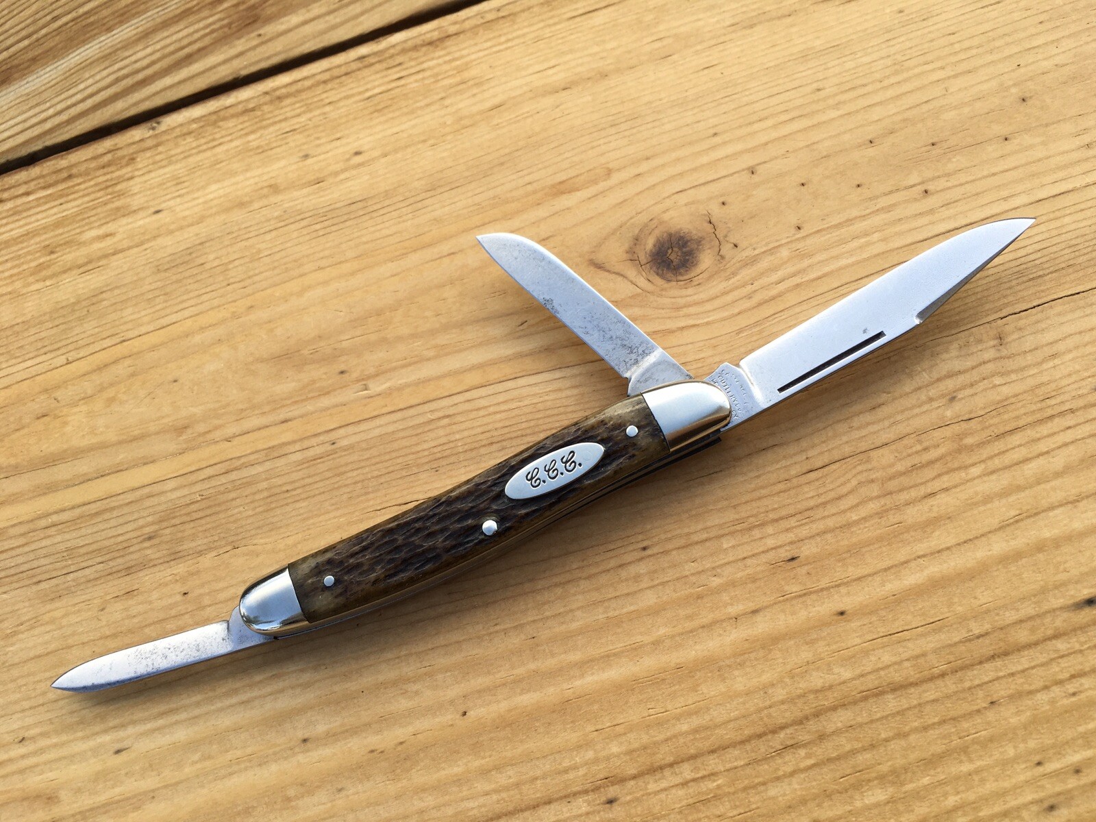CATTARAUGUS CUTLERY COMPANY C2159 POCKETKNIFE BONE HANDLE LITTLE VALLEY, NY