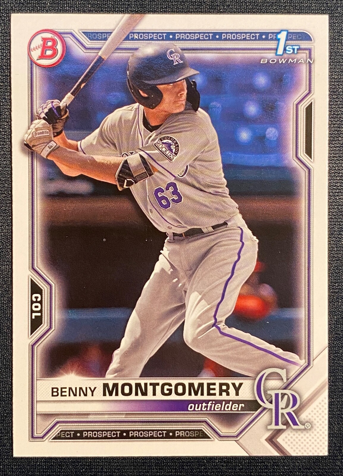Benny Montgomery 2021 Bowman Draft RC Rookie Prospect Base COLORADO ROCKIES 1