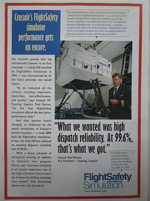 11/1995 PUB FLIGHT SAFETY SIMULATOR CROSSAIR AIRLINE SAAB 340 AD