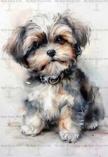 DOG ART PRINT, Fantasy Animal Pet Portrait, Puppy Rustic Home Decor Poster