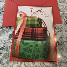 Merry Christmas Brother You Are A Gift 5.5”x8” Large Hallmark Greeting Card