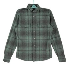 Express Men's Stretch Green Grey Plaid Button-Up Shirt Size XS Long-Sleeve NWOT