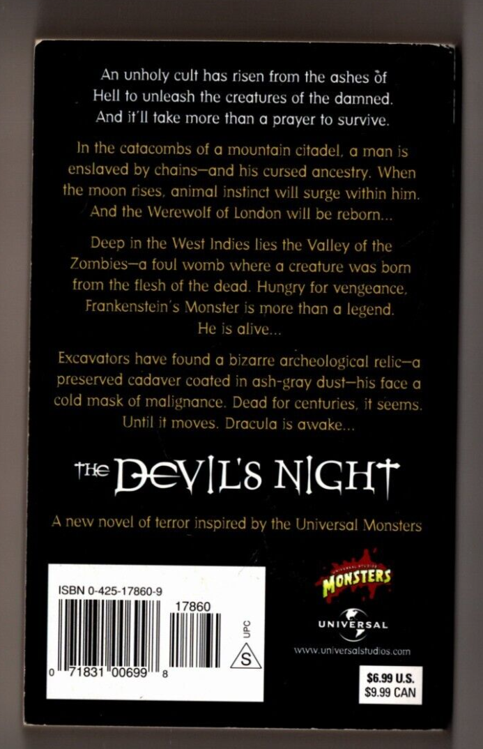 THE DEVIL'S NIGHT 1st Printing February 2001 by David Jacobs