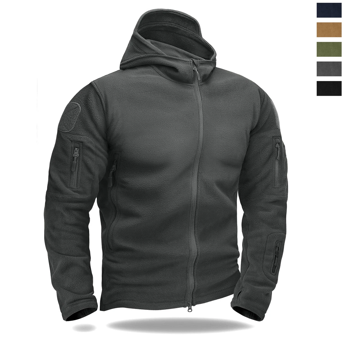 Men s Tactical Fleece Jacket Full Zip Outdoor Hiking Windproof