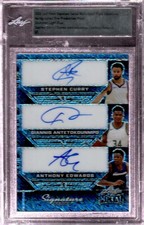 2024 1/1 Leaf Metal Signature Series Triple Signature Curry/Giannis/Edwards